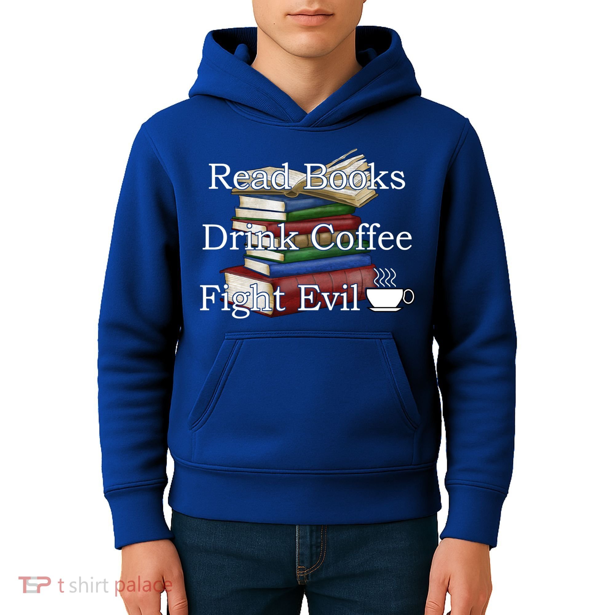 Read Books Coffee Fight Evil Funny Book Reading Meaningful Gift Kids Hoodie