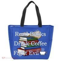 Read Books Coffee Fight Evil Funny Book Reading Meaningful Gift Tote Bag thumb 0