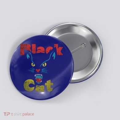 Retro Black Cat Retro Fireworks Vintage Halloween 70s Button
