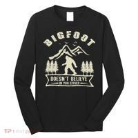 Retro Bigfoot Doesn't Believe In You Either Sasquatch Long Sleeve Shirt thumb 0