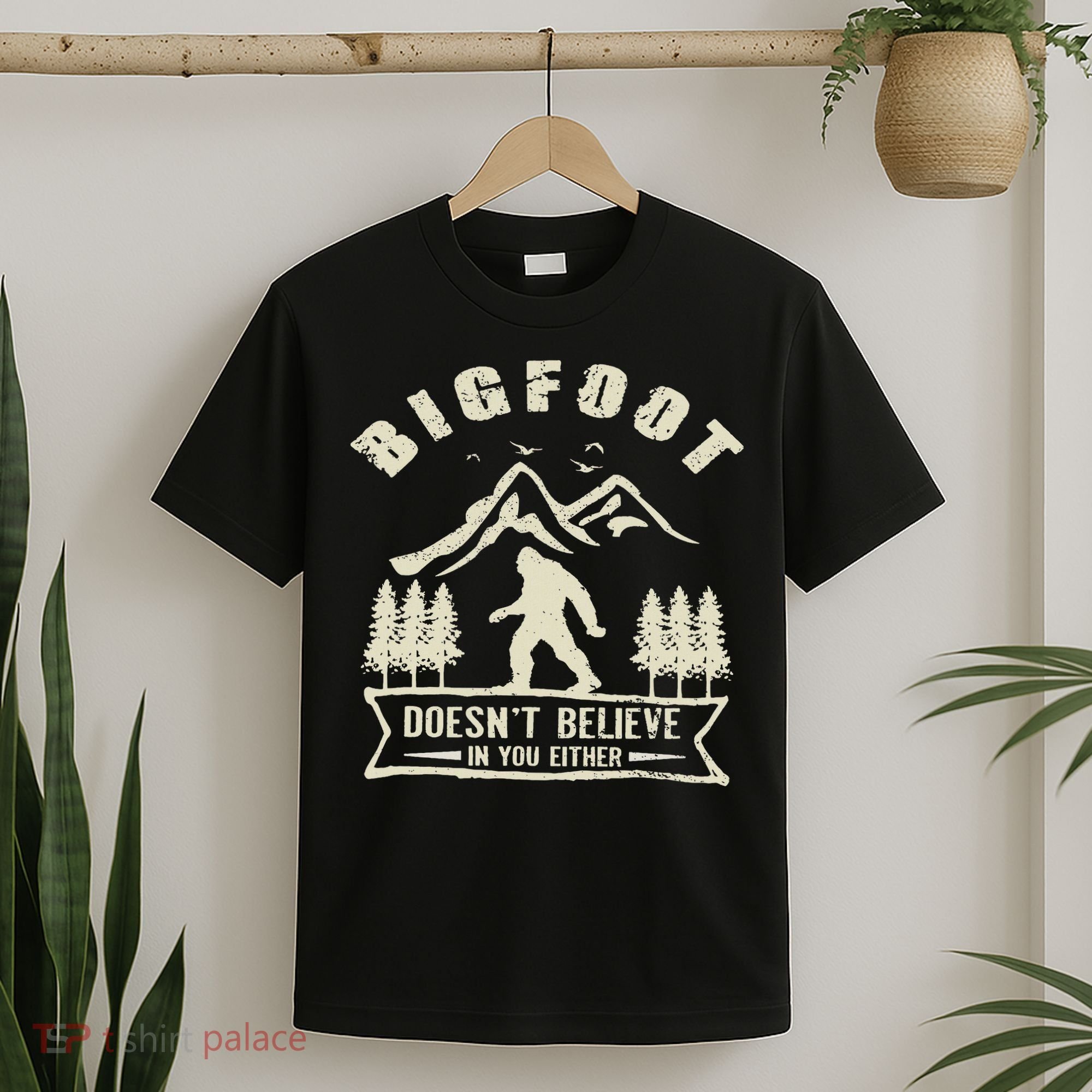 Retro Bigfoot Doesn't Believe In You Either Sasquatch T-Shirt