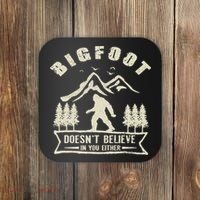 Retro Bigfoot Doesn't Believe In You Either Sasquatch Coaster thumb 0