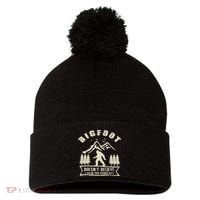 Retro Bigfoot Doesn't Believe In You Either Sasquatch Pom Pom 12in Knit Beanie thumb 0