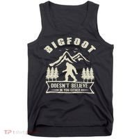Retro Bigfoot Doesn't Believe In You Either Sasquatch Tank Top thumb 0