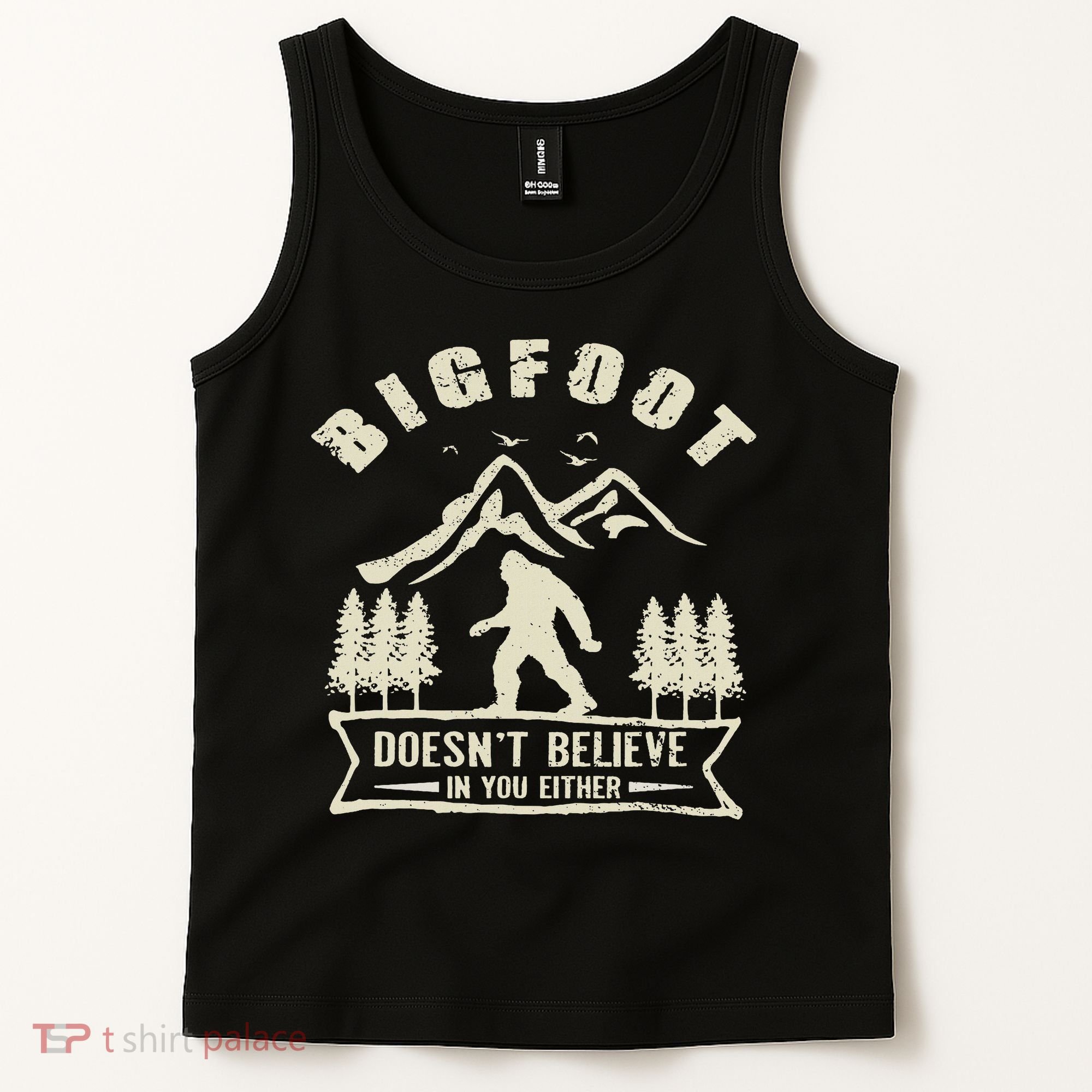 Retro Bigfoot Doesn't Believe In You Either Sasquatch Tank Top
