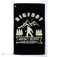 Retro Bigfoot Doesn't Believe In You Either Sasquatch Golf Towel thumb 0