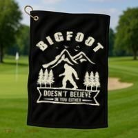 Retro Bigfoot Doesn't Believe In You Either Sasquatch Golf Towel thumb 1