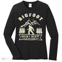 Retro Bigfoot Doesn't Believe In You Either Sasquatch Women's Long Sleeve Shirt thumb 0