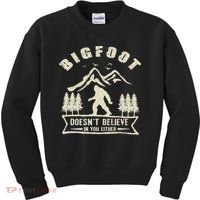 Retro Bigfoot Doesn't Believe In You Either Sasquatch Kids Sweatshirt thumb 0