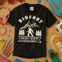 Retro Bigfoot Doesn't Believe In You Either Sasquatch Kids T-Shirt thumb 3