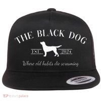Retro Black Dog Club Old Habits Est. 2024 Flat Bill Trucker Hat thumb 0