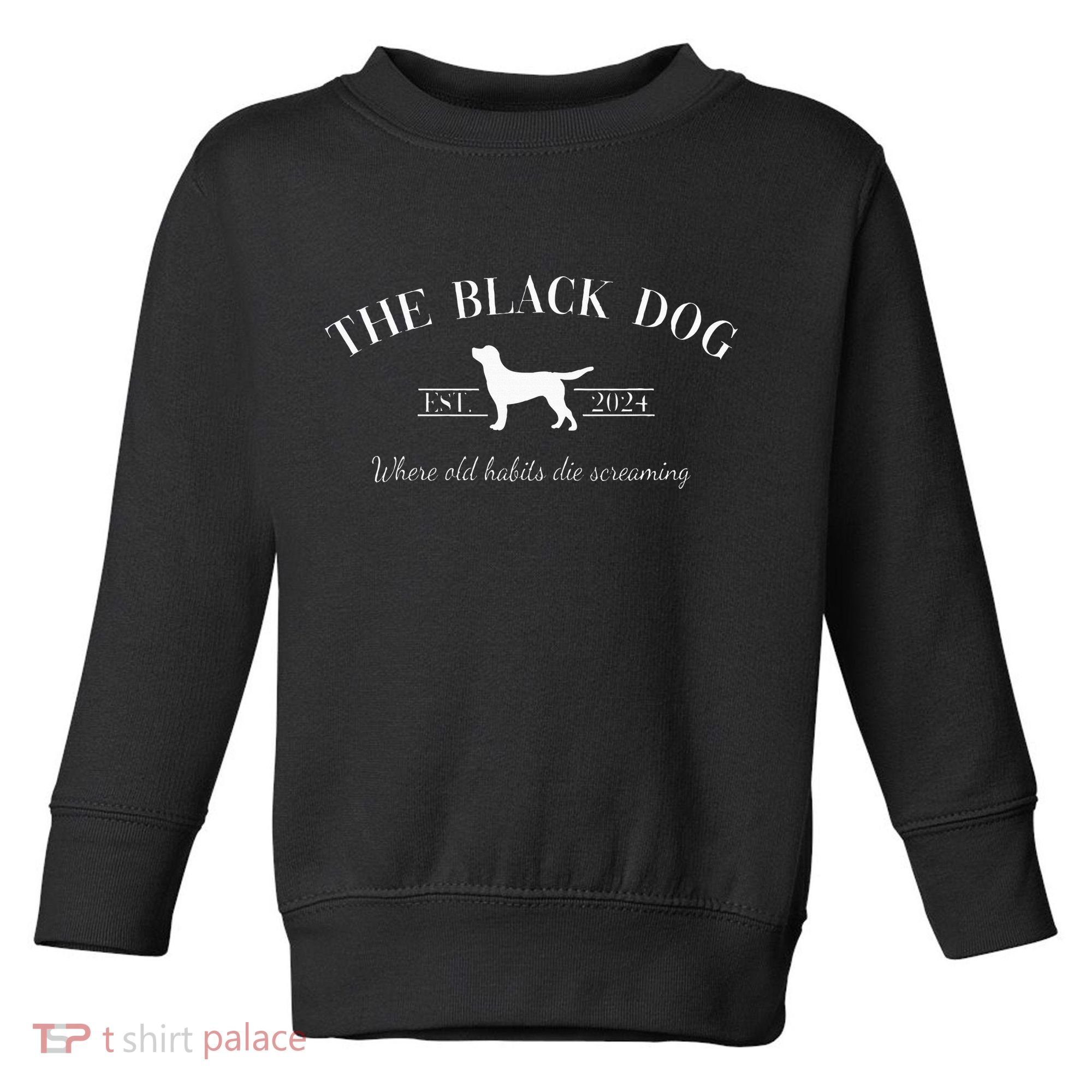 Retro Black Dog Club Old Habits Est. 2024 Toddler Sweatshirt