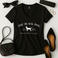Retro Black Dog Club Old Habits Est. 2024 Women's V-Neck T-Shirt thumb 2