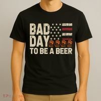 Retro Bad Day To Be Beer Usa Flag Beer 4th Of July T-Shirt thumb 3