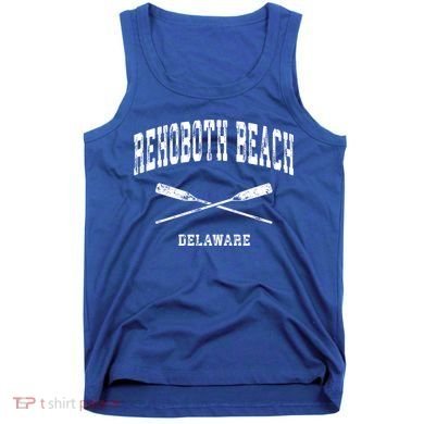Rehoboth Beach Delaware Vintage Nautical Crossed Oars Gift Tank Top