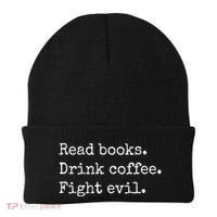 Read Books Drink Coffee Fight Evil Beanie thumb 0