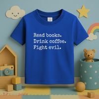 Read Books Drink Coffee Fight Evil Toddler T-Shirt thumb 3