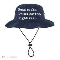 Read Books. Drink Coffee. Fight Evil. Funny Reading Bucket Hat thumb 0