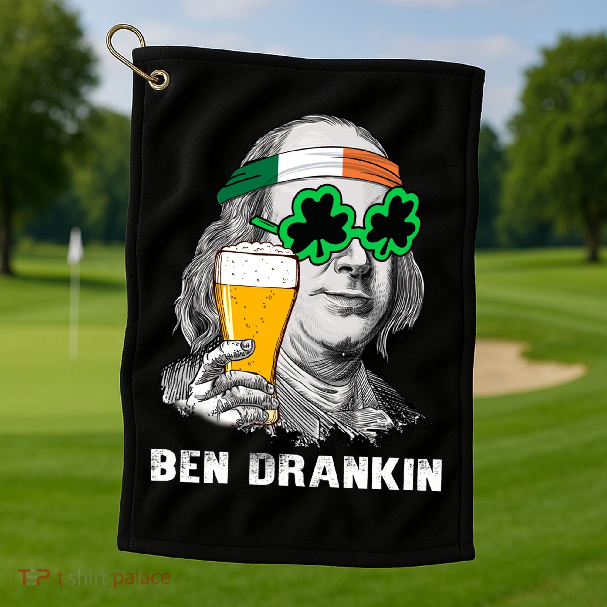 Retro Ben Drankin Beer Holiday Gift St Patricks Day Gift Golf Towel