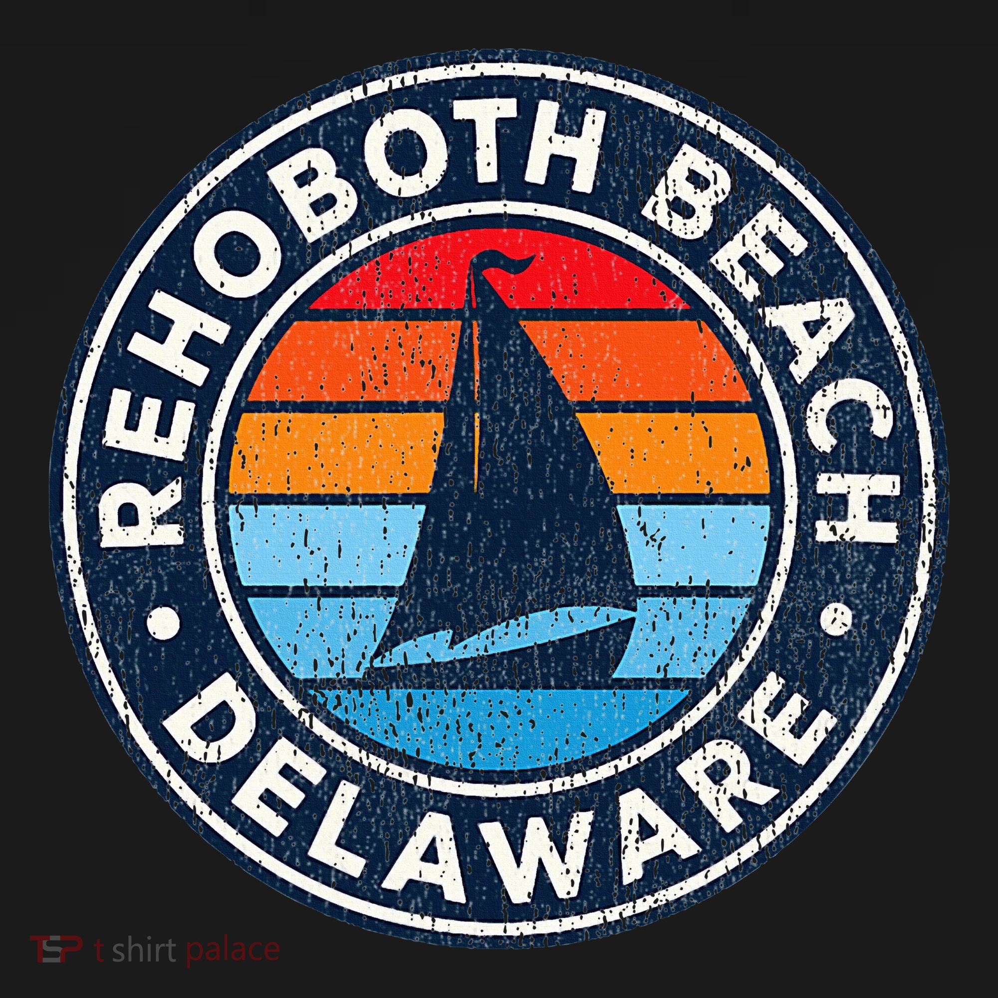 Rehoboth Beach Delaware De Vintage Sailboat Retro 70s T-Shirt