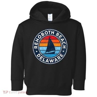 Rehoboth Beach Delaware De Vintage Sailboat Retro 70s Toddler Hoodie
