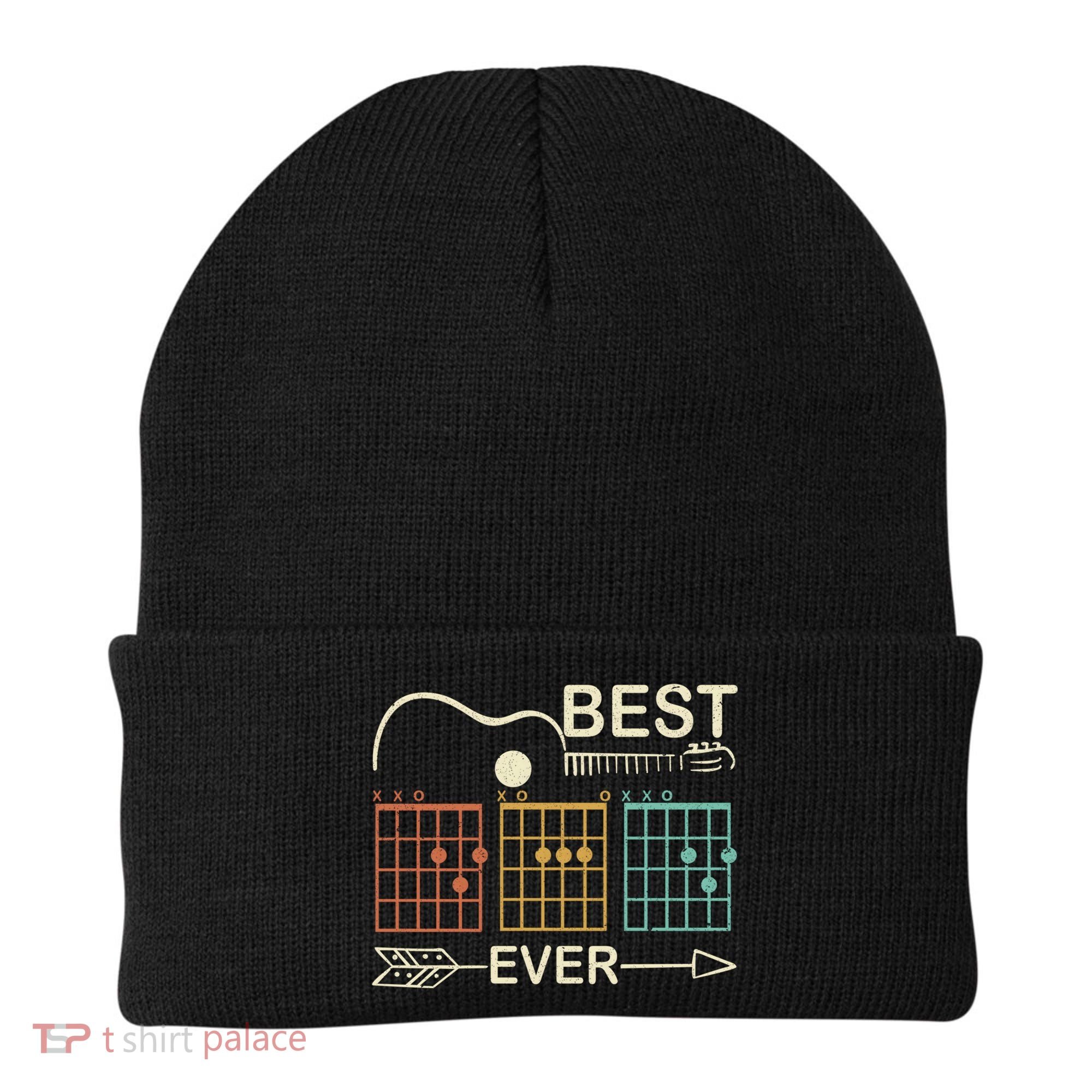 Retro Best Dad Ever D A D Chord Guitar Guitarist Fathers Day Gift Beanie