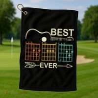 Retro Best Dad Ever D A D Chord Guitar Guitarist Fathers Day Gift Golf Towel thumb 1