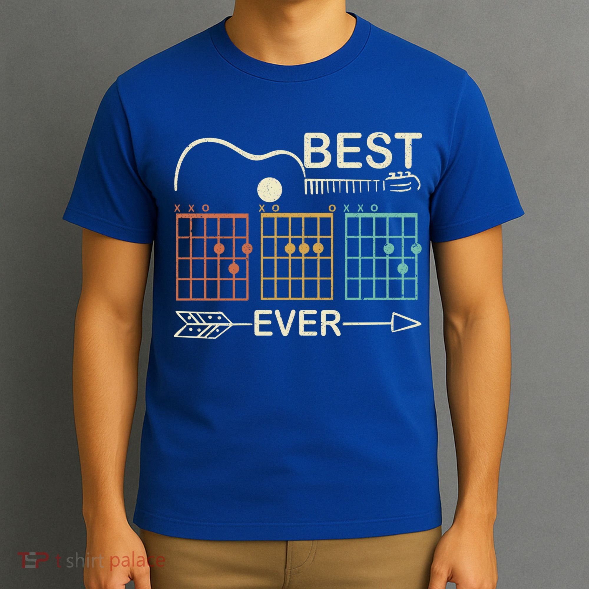 Retro Best Dad Ever D A D Chord Guitar Guitarist Fathers Day Gift T-Shirt