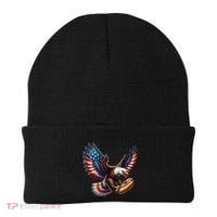 Retro Bald Eagle Hotdog American Flag 4th Of July Patriotic Beanie thumb 0
