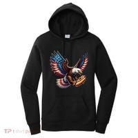 Retro Bald Eagle Hotdog American Flag 4th Of July Patriotic Women's Hoodie thumb 0