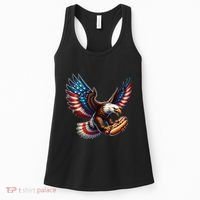 Retro Bald Eagle Hotdog American Flag 4th Of July Patriotic Women's Tank Top thumb 0