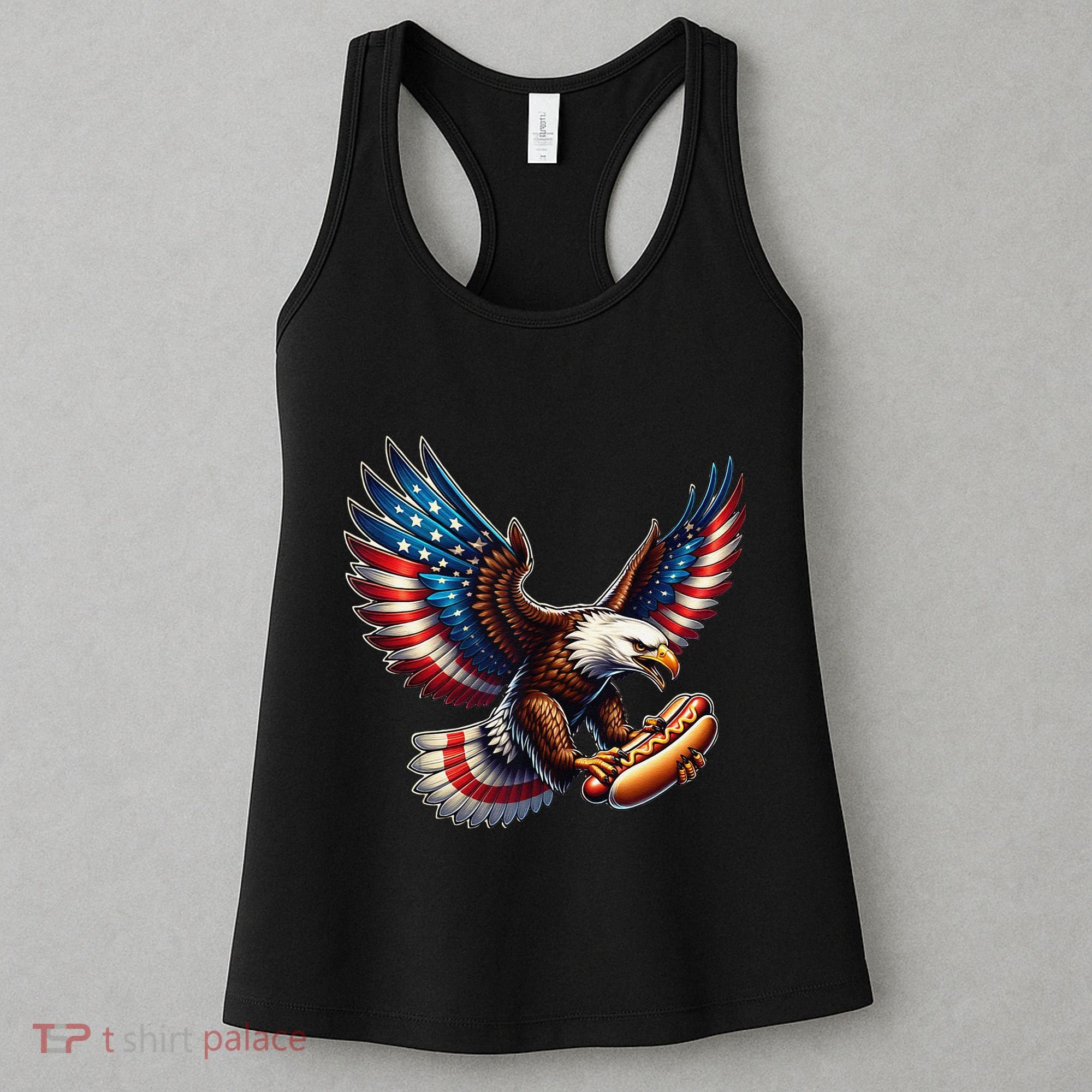 Retro Bald Eagle Hotdog American Flag 4th Of July Patriotic Women's Tank Top