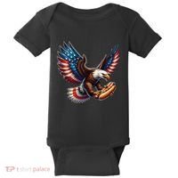 Retro Bald Eagle Hotdog American Flag 4th Of July Patriotic Baby Bodysuit thumb 0