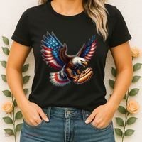 Retro Bald Eagle Hotdog American Flag 4th Of July Patriotic Women's T-Shirt thumb 2