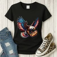 Retro Bald Eagle Hotdog American Flag 4th Of July Patriotic Women's T-Shirt thumb 3