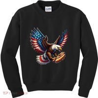 Retro Bald Eagle Hotdog American Flag 4th Of July Patriotic Kids Sweatshirt thumb 0