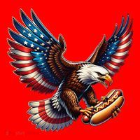 Retro Bald Eagle Hotdog American Flag 4th Of July Patriotic Santa Hat thumb 1