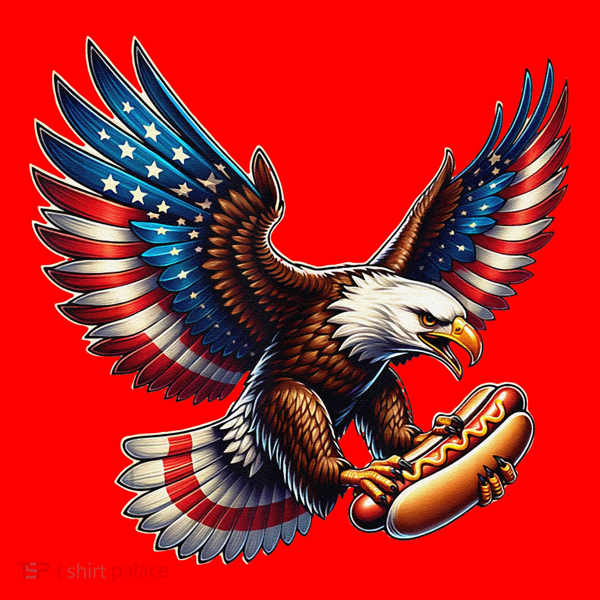 Retro Bald Eagle Hotdog American Flag 4th Of July Patriotic Santa Hat