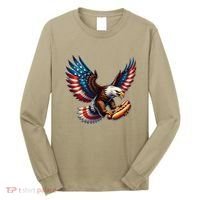 Retro Bald Eagle Hotdog American Flag 4th Of July Patriotic Long Sleeve Shirt thumb 0