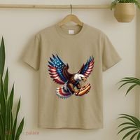 Retro Bald Eagle Hotdog American Flag 4th Of July Patriotic T-Shirt thumb 2