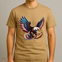 Retro Bald Eagle Hotdog American Flag 4th Of July Patriotic T-Shirt thumb 3