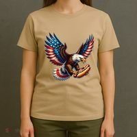 Retro Bald Eagle Hotdog American Flag 4th Of July Patriotic T-Shirt thumb 4
