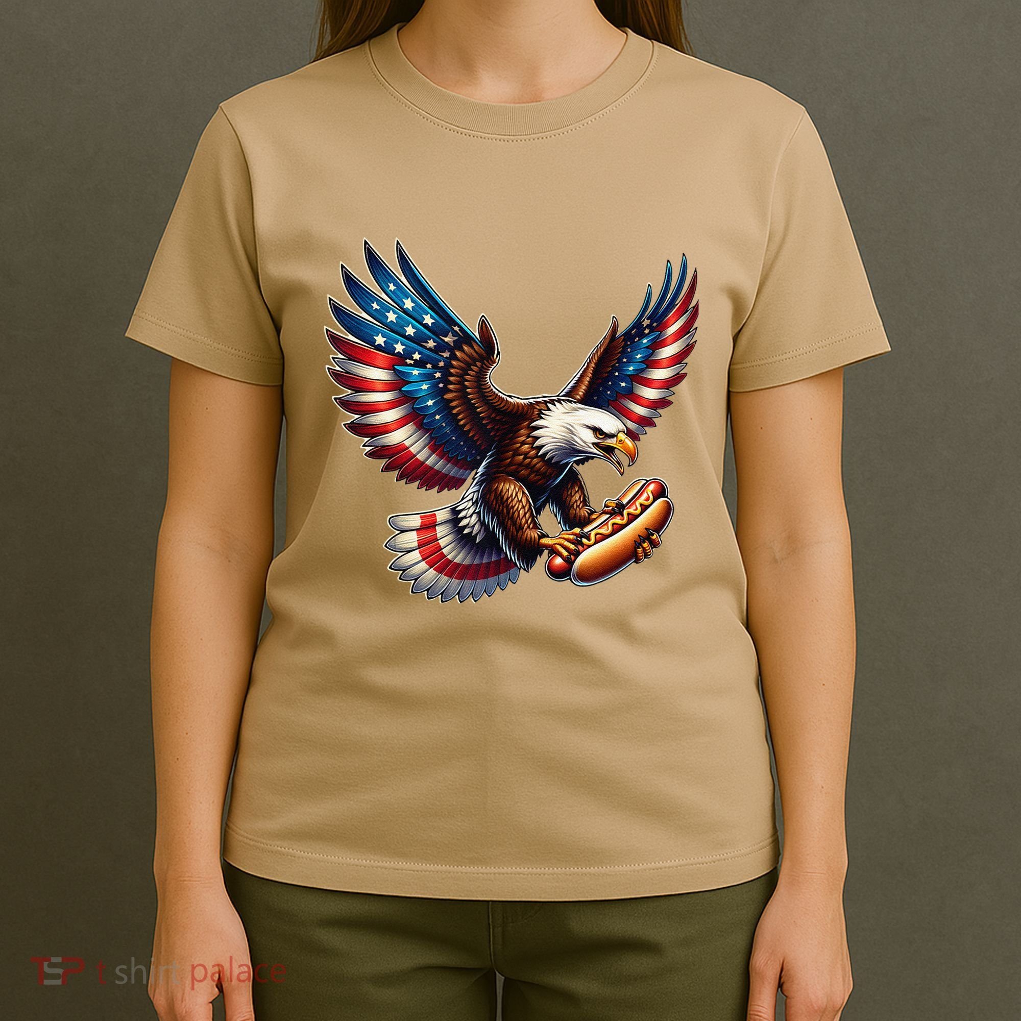 Retro Bald Eagle Hotdog American Flag 4th Of July Patriotic T-Shirt