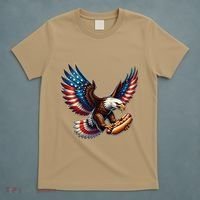 Retro Bald Eagle Hotdog American Flag 4th Of July Patriotic T-Shirt thumb 5