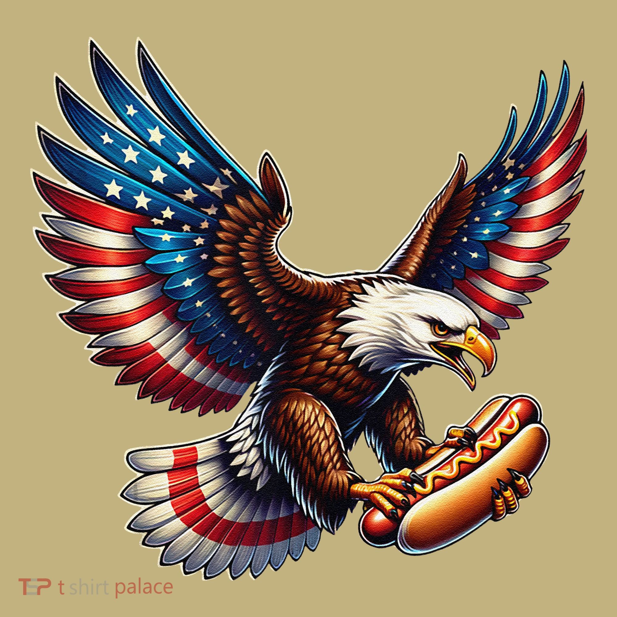 Retro Bald Eagle Hotdog American Flag 4th Of July Patriotic Polo