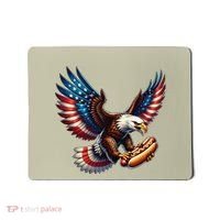 Retro Bald Eagle Hotdog American Flag 4th Of July Patriotic Mousepad thumb 0