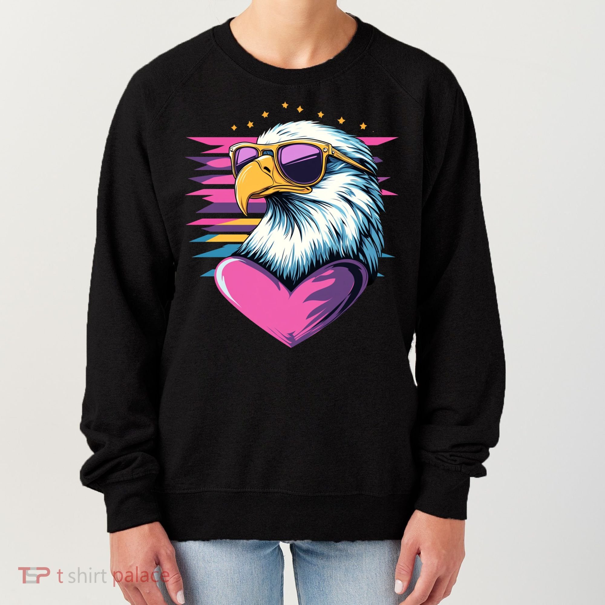 Retro Bald Eagle Valentines Day Funny Gift Women's Sweatshirt
