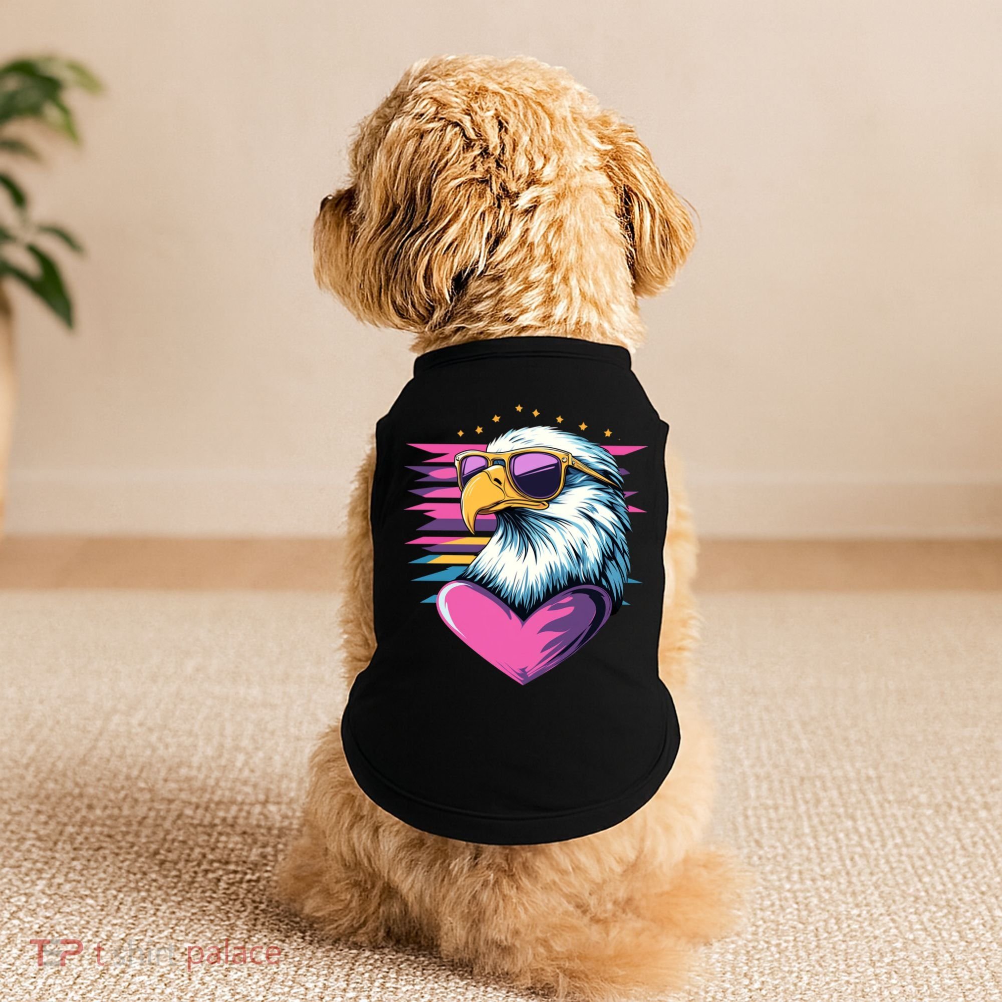 Retro Bald Eagle Valentines Day Funny Gift Doggie Tank