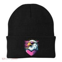 Retro Bald Eagle Valentines Day Funny Gift Beanie thumb 0