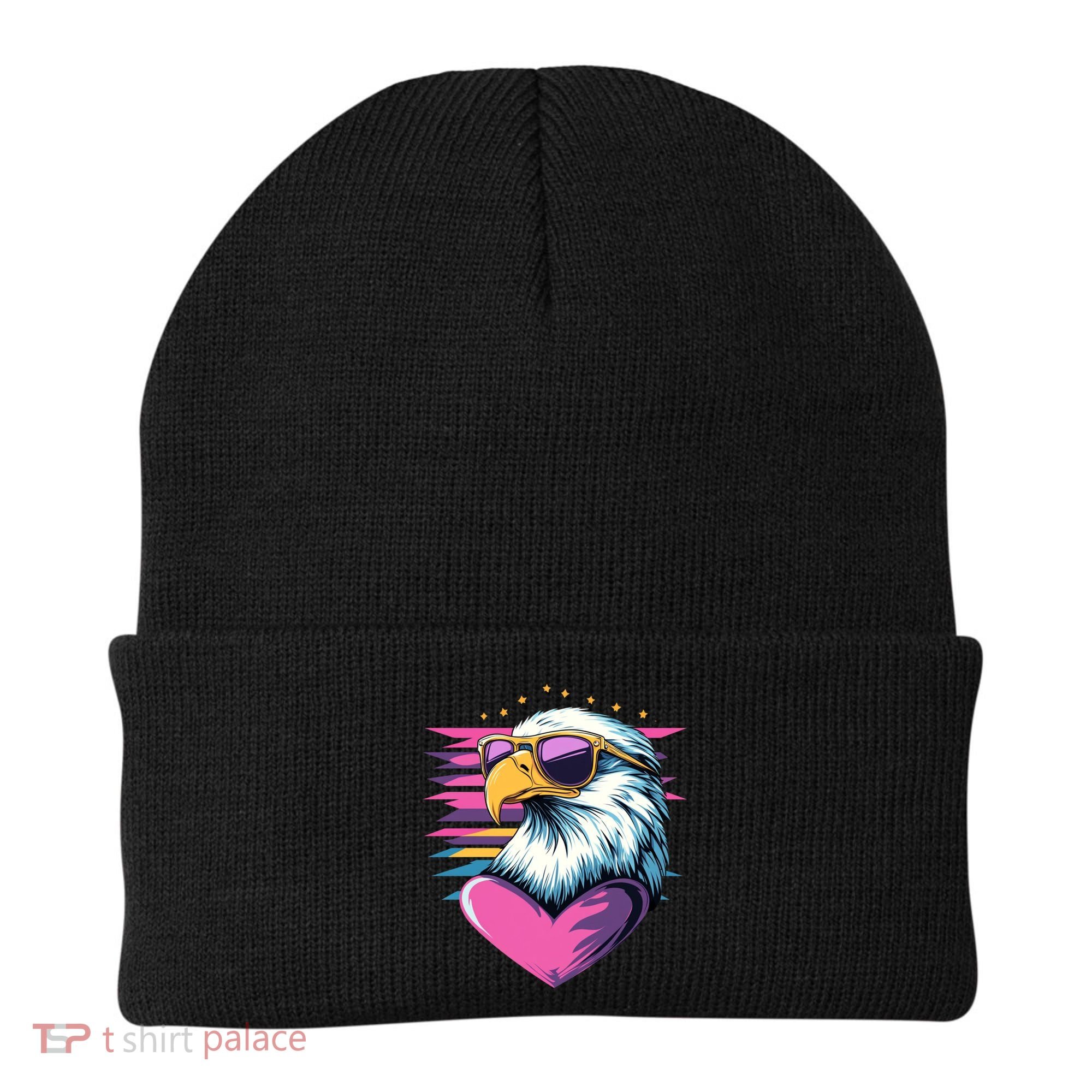 Retro Bald Eagle Valentines Day Funny Gift Beanie